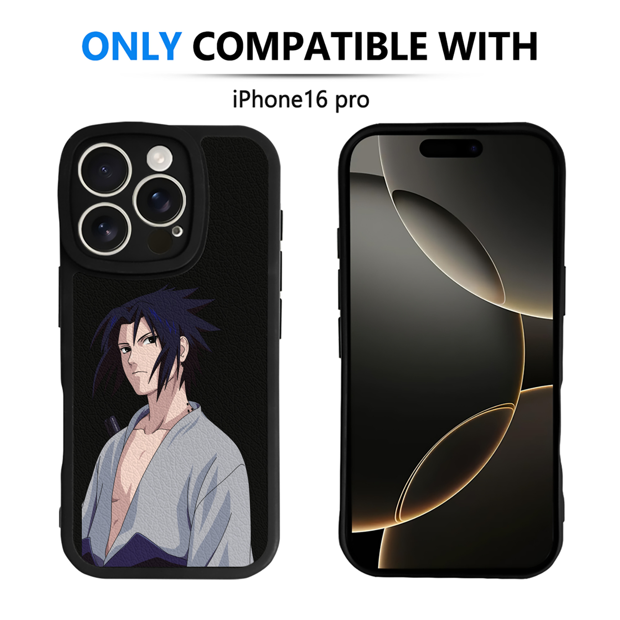 （画像用） NARUTO -ナルト- うちは サスケ Uchiha Sasuke 【iPhone 16シリーズ対応】シリコンスマホケース（レザー調） 材質：シリコン
